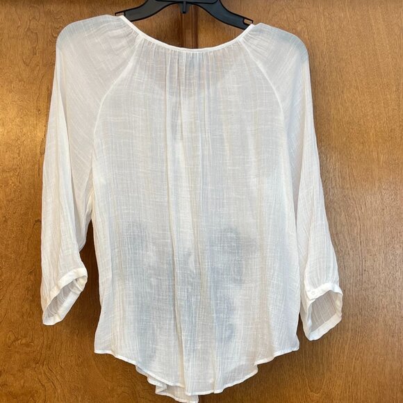 by x by XL ladies lightweight sheer gauze Boho top, XL, Black and White. - Picture 2 of 4